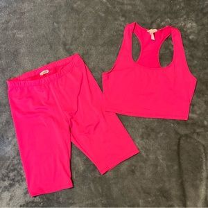 Neon Pink Biker Short Set